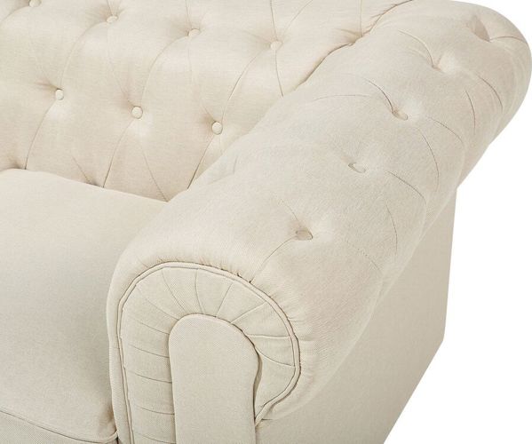 Beliani Πολυθρόνα Chesterfield Μπεζ, Κλασικό Αγγλικό Στυλ με Καπιτονέ Λεπτομέρειες