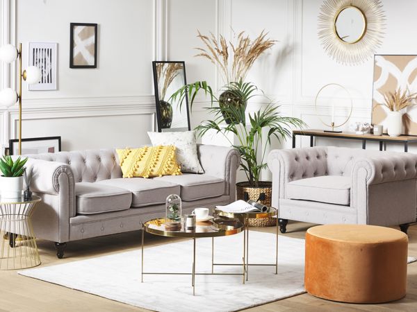 Πολυθρόνα Beliani ανοιχτό γκρι CHESTERFIELD 7984238 4260580922185