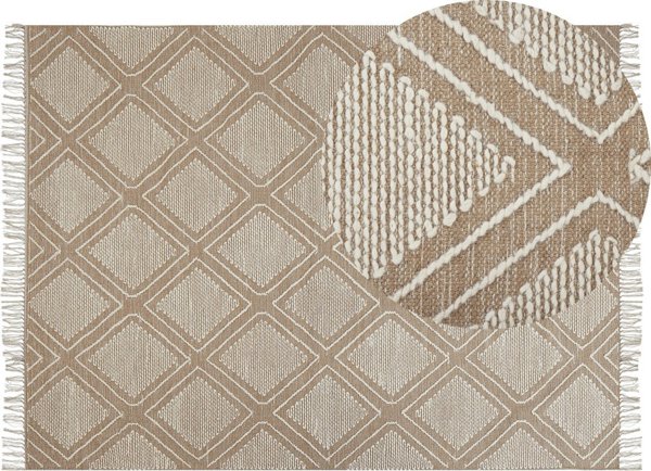 Beliani Lumarko Βαμβακερό χαλί 160 x 230 cm λευκό και μπεζ KACEM! 12291512 4251682288385