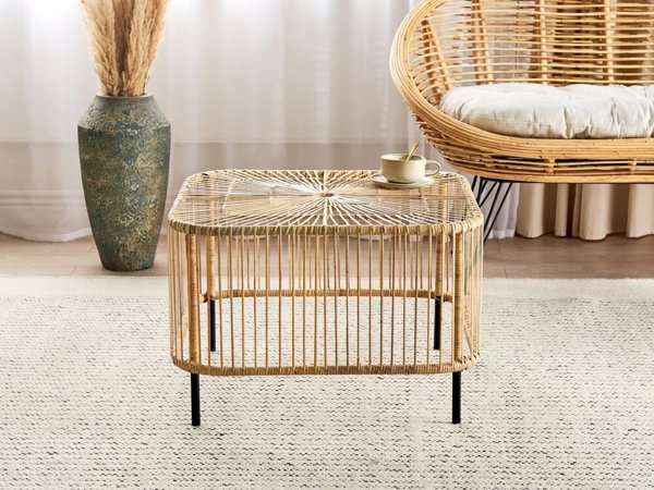 Τραπέζι κήπου Beliani 67 x 67 Natural Rattan CESENATICO Lumarko! 13514921 4255664833334