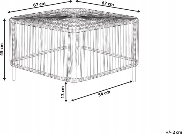 Τραπέζι κήπου Beliani 67 x 67 Natural Rattan CESENATICO Lumarko! 13514921 4255664833334