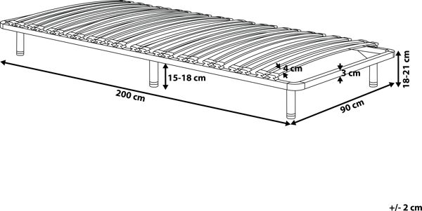 Beliani Σκελετός στα πόδια 90 x 200 cm BASIC 8034398 4260580923939