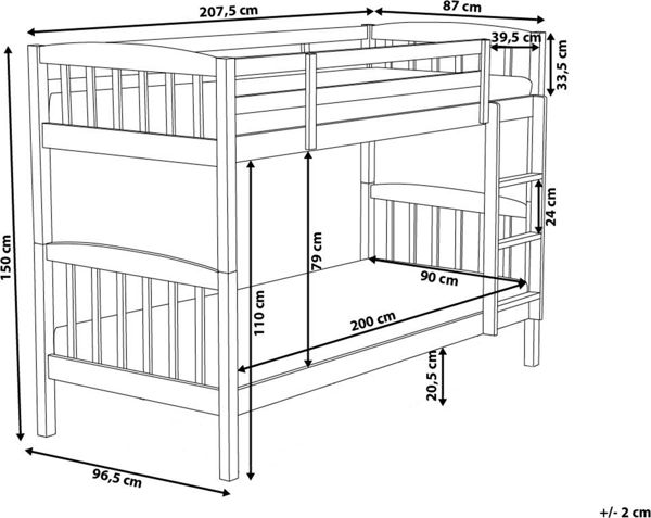 Beliani Ξύλινη Κουκέτα Revin 90x200 cm Μπλε από Πεύκο Πεύκο