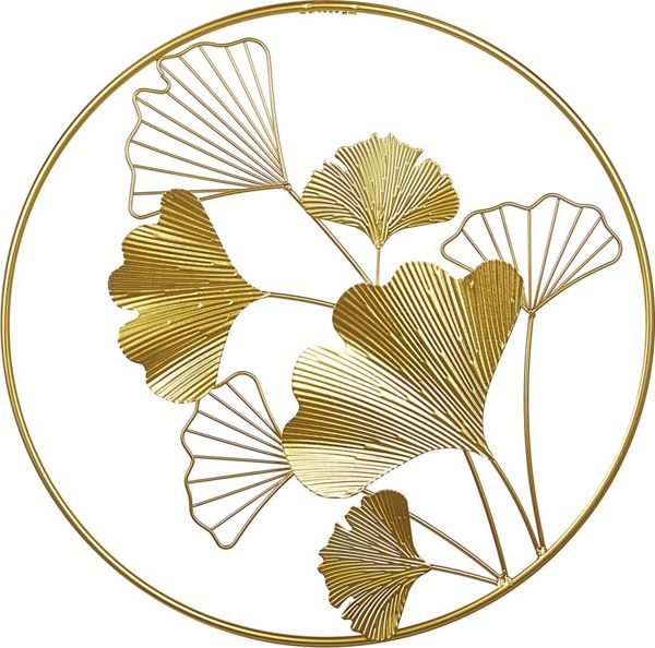 Beliani Διακοσμητικό Τοίχου Bismuth, Μεταλλικό Ginkgo Φύλλα, Χρυσό, 8264002