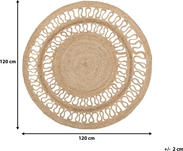 Beliani Στρογγυλό χαλί από γιούτα 120 cm μπεζ DIKILI 8497461 4251682228251