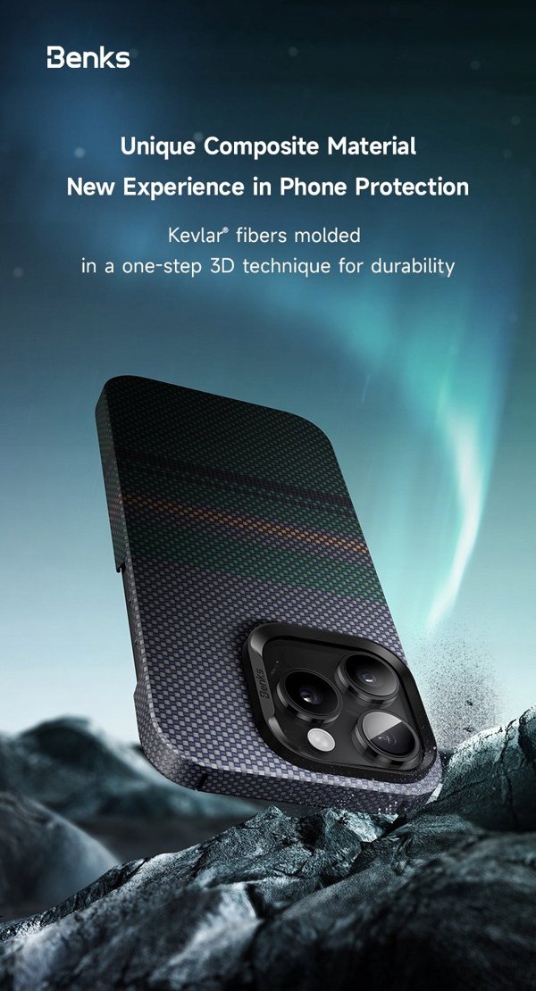 Benks Magnetic Armor Air Aurora Kevlar 600D dėklas (0066) Apple iPhone 16 Pro Max