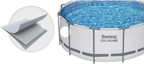 BESTWAY Στρογγυλή πισίνα με σκελετό, Steel Pro Max, 366x100cm, ανοιχτό γκρι + αξεσουάρ (56420)