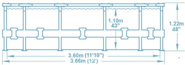 BESTWAY Στρογγυλή πισίνα με σκελετό, Steel Pro Max, 366x100cm, ανοιχτό γκρι + αξεσουάρ (56420)