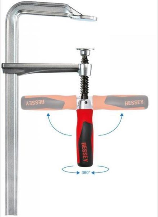 Bessey Σφιγκτήρας βιδωτός, ατσάλινος με λαβή 2-συνθ. 400x120mm αναδιπλούμενη λαβή Bessey