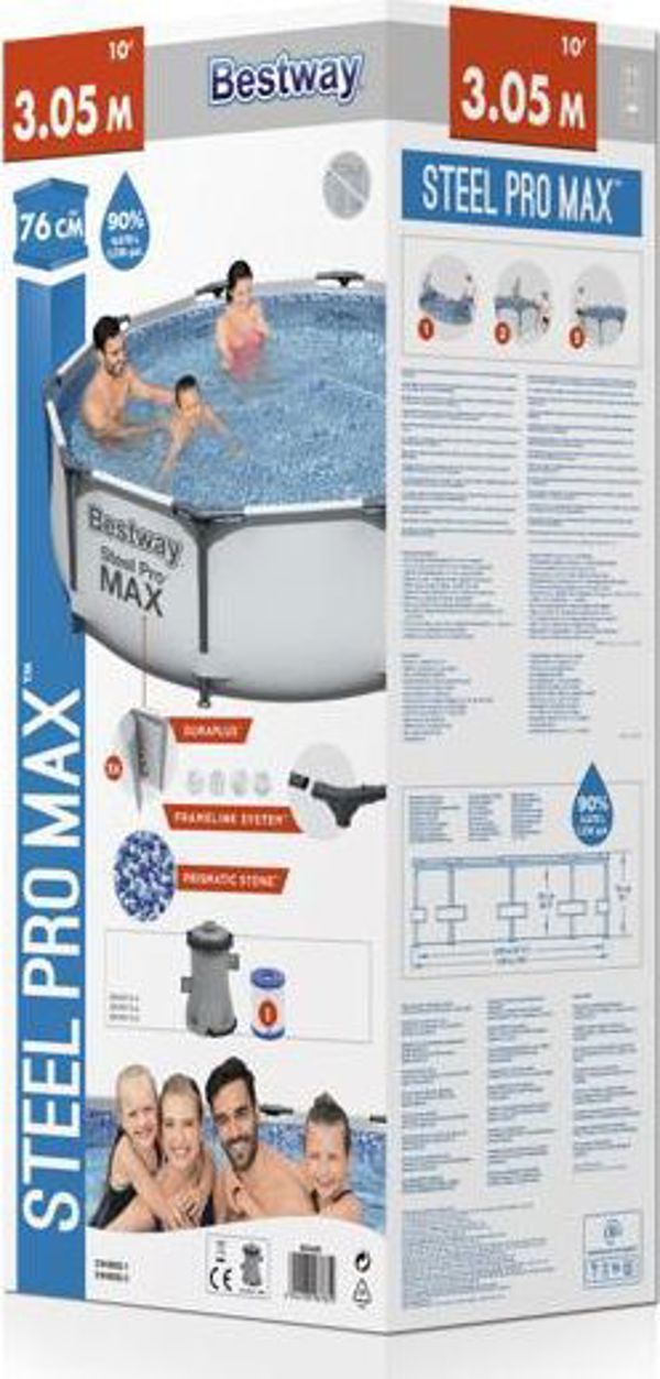 Bestway Πισίνα Με Μεταλλικό Σκελετό Steel Pro Max 305cm (56408)