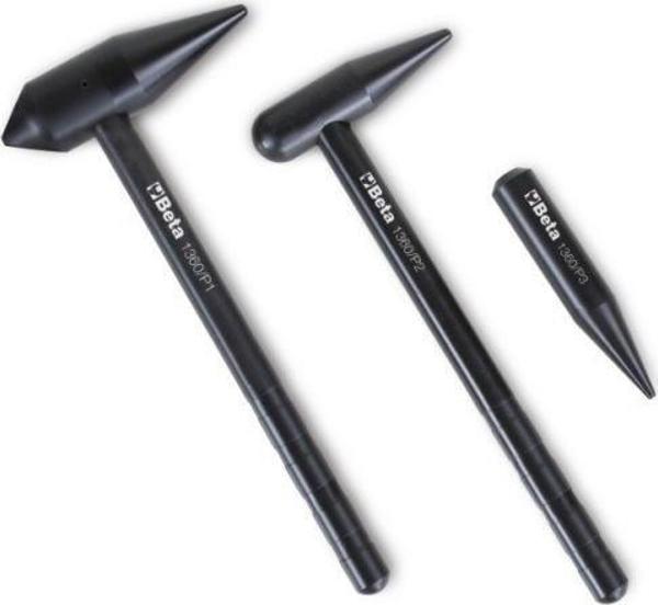 Beta Tools 1360/KP3 Σετ Σφυριών Λαμαρίνας 3 Τεμαχίων, 2 Σφυριά & 1 Πλαστική Πόντα, 210g/290g