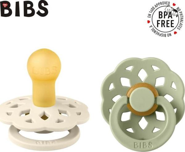 Bibs BIBS BOHEME 2-ΠΑΚΕΤΟ IVORY & SAGE M Πιπίλα Καουτσούκ Hevea