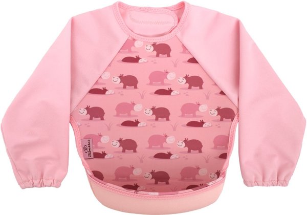 BIBETTA sleeved bib with pocket Hippos, BBWS-3-121