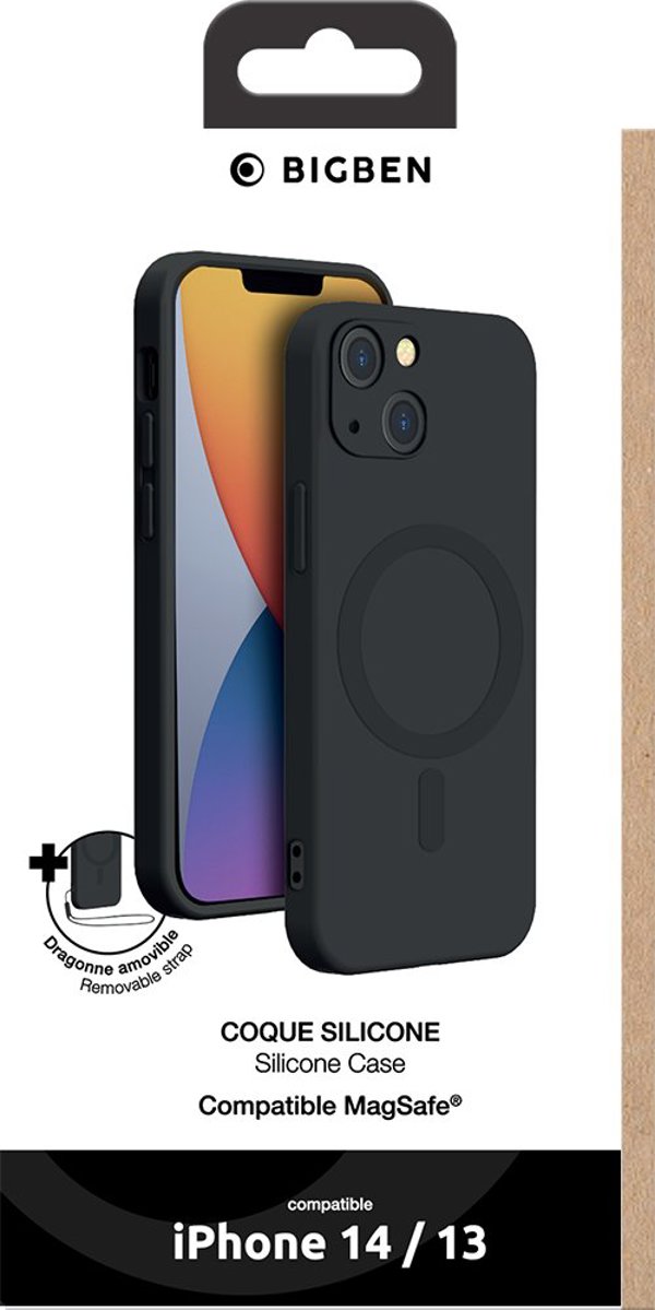 BIGBEN Silicone case MagSafe Black, fur iPhone 14, COVMAGIP14BL