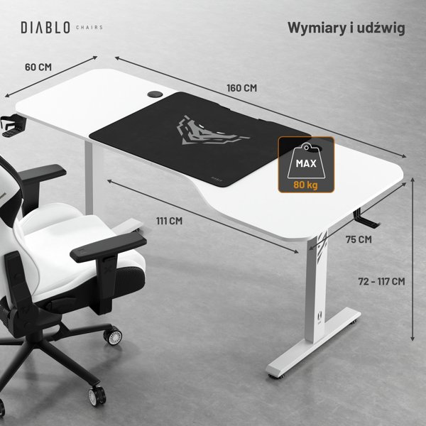 Γραφείο Diablo Chairs X-Tensio 1600 Λευκό 160x75 εκ.
