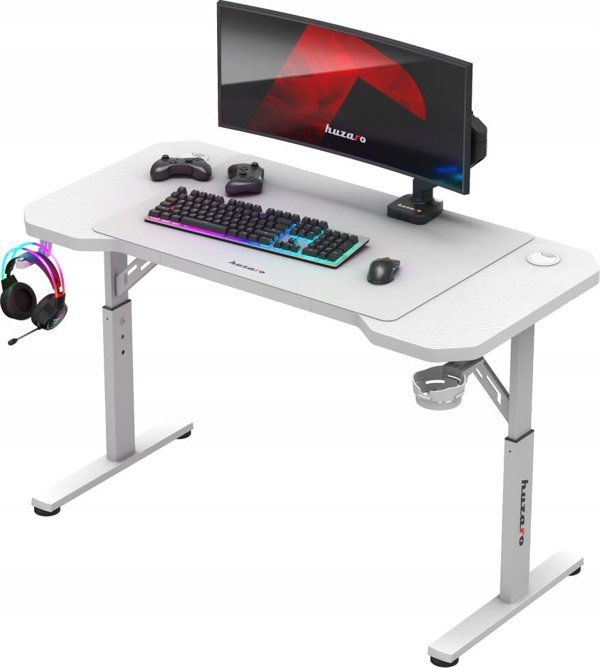 Γραφείο Gaming Huzaro Hero 2.6 Λευκό με Ρυθμιζόμενο Ύψος και Επιφάνεια