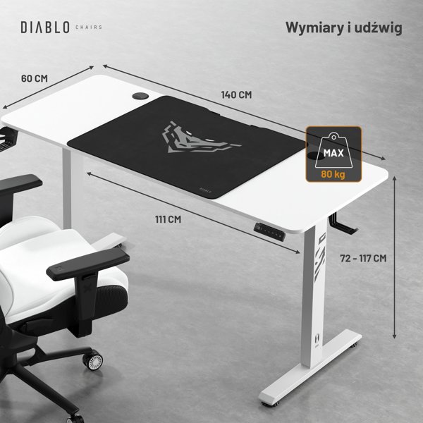 Γραφείο Diablo Chairs X-Tensio 1400 Λευκό 140x60 cm