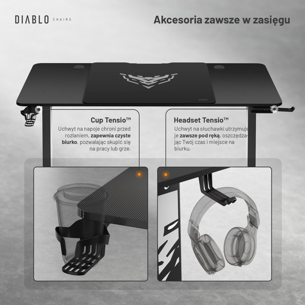 Biurko Diablo Chairs X-Tensio 1400 Czarne 140 cmx60 cm