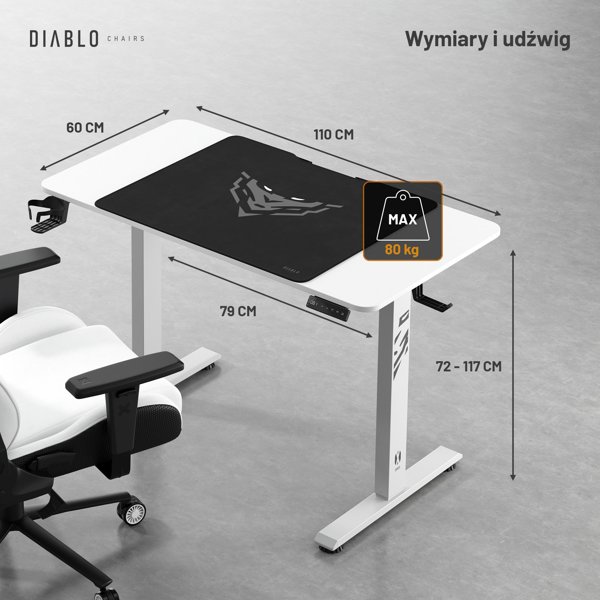 Γραφείο Diablo Chairs X-Tensio 1100 Λευκό 110x60 cm