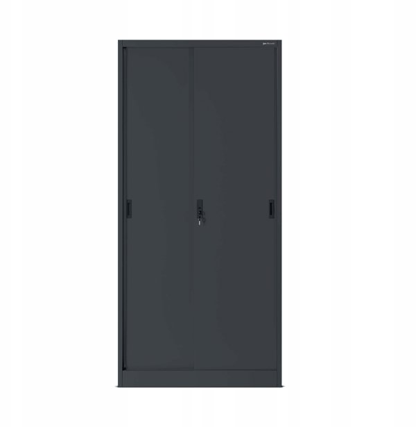 Biurowa szafa metalowa z drzwiami przesuwnymi KUBA, 900 x 1850 x 400 mm, antracytowa