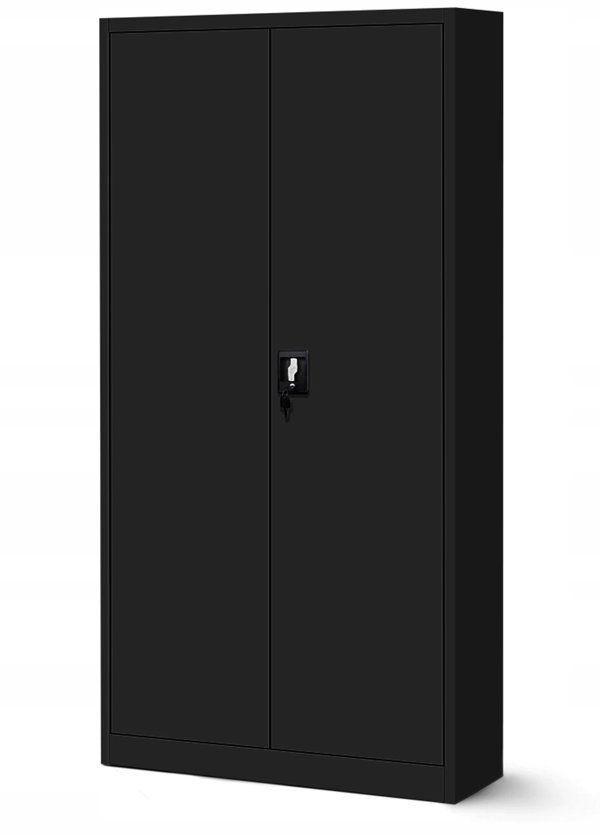 Biurowa szafa metalowa na akta JAN, 900 x 1850 x 400 mm, czarna