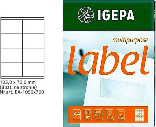 Biurfol Ετικέτες Αυτοκόλλητες A4 105x70mm, Λευκές, Για Laser & Inkjet Εκτυπωτές, 100 Φύλλα