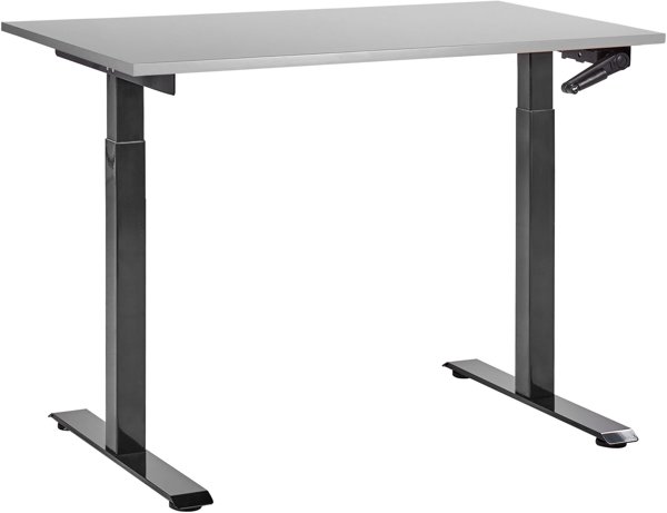 Beliani DESTINES Χειροκίνητο Ρυθμιζόμενο Γραφείο, 120 x 72 cm, Γκρι-Μαύρο