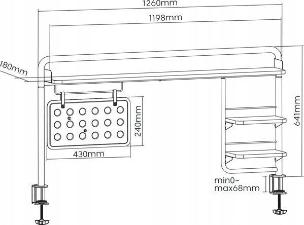 Ράφι γραφείου Ergo Office ER-452, σφιγκτήρας