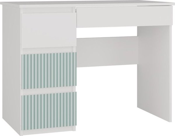 Γραφείο Topeshop Mijas με 4 Συρτάρια, Αριστερή Διάταξη, 98x51x76 εκ., Λευκό / Μέντα