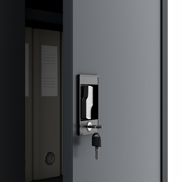 Biurowa szafa metalowa na akta ALEX, 450 x 1850 x 400 mm, antracyt