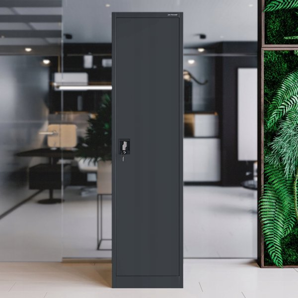 Biurowa szafa metalowa na akta ALEX, 450 x 1850 x 400 mm, antracyt