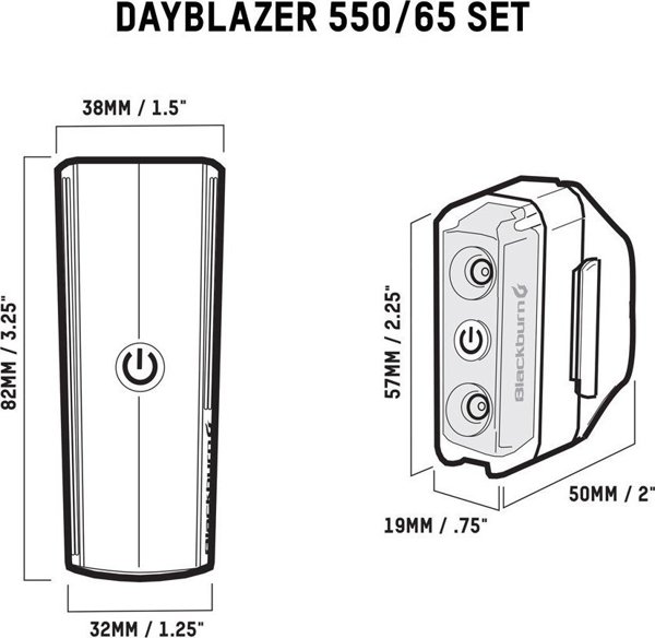 Σετ φώτων Blackburn DAYBLAZER μπροστά 550 lumens, πίσω 65 lumens (NEW)