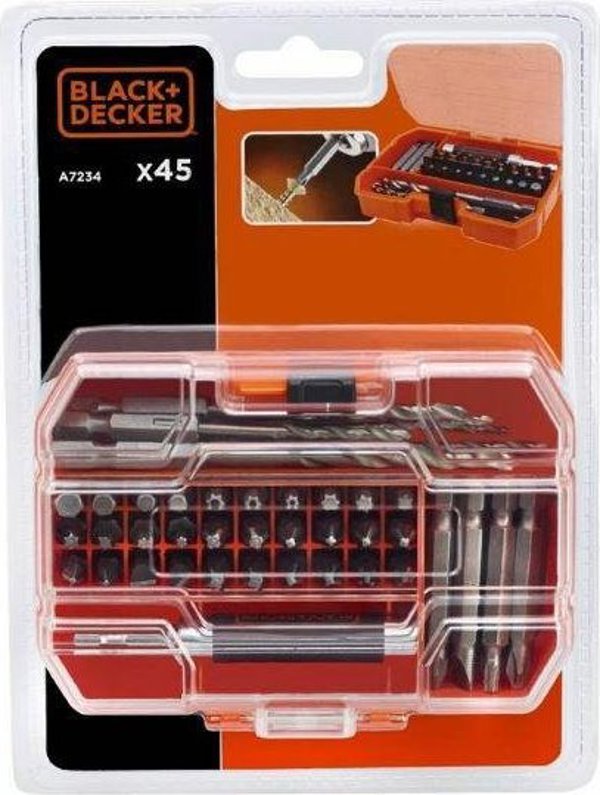 Black & Decker Σετ Αξεσουάρ Εργαλείων 45 Τεμαχίων με Μύτες Σταυρού, Pz, Επίπεδες, Torx και Εξάγωνες