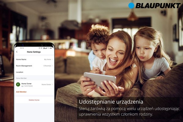 Blaupunkt Blaupunkt Λάμπα LED E27 9W Smart WIFI 3000K-6500K Πολύχρωμη