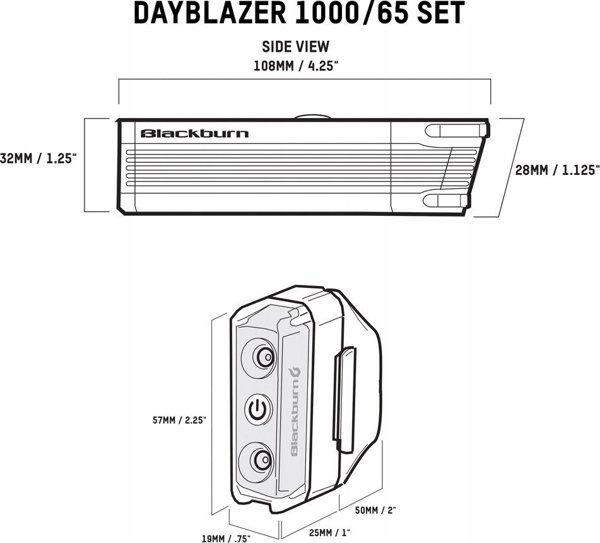 Σετ φώτων Blackburn DAYBLAZER μπροστά 1000 lumens, πίσω 65 lumens (NEW)