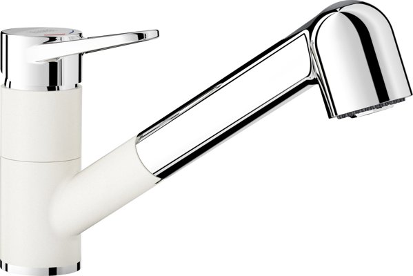 BLANCO WEGA-S II Silgranit-Look λευκό/χρώμιο με αποσπώμενο στόμιο