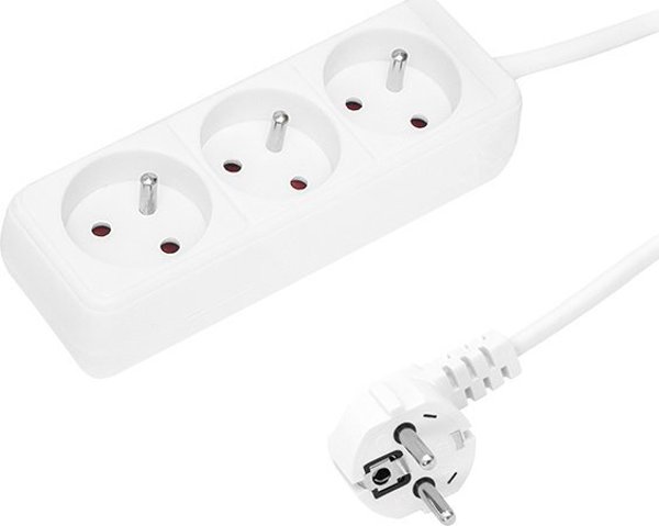 Blow 98-711# Καλώδιο επέκτασης δικτύου pr-370p 3-υποδοχές με γείωση 1,5m λευκό 3x1,5mm
