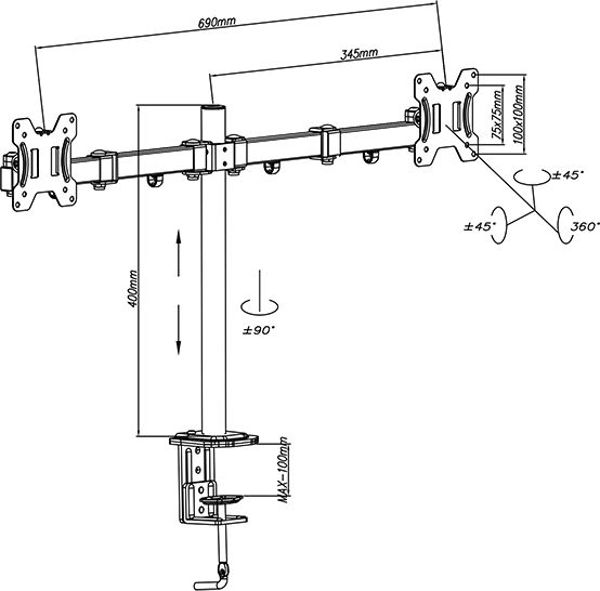 Θήκη Blow Desk για 2 οθόνες 13" - 27" (76-871#)