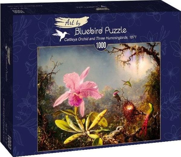 Bluebird Puzzle Παζλ 1000 Ορχιδέα Cattleya και τρεις κολιμπρί