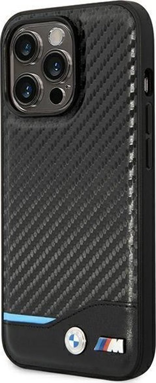 BMW Etui BMW BMHCP14L22NBCK iPhone 14 Pro 6,1" μαύρο/μαύρο Δέρμα Carbon