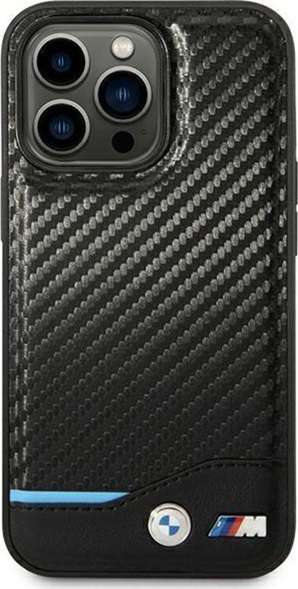 BMW Etui BMW BMHCP14L22NBCK iPhone 14 Pro 6,1" μαύρο/μαύρο Δέρμα Carbon