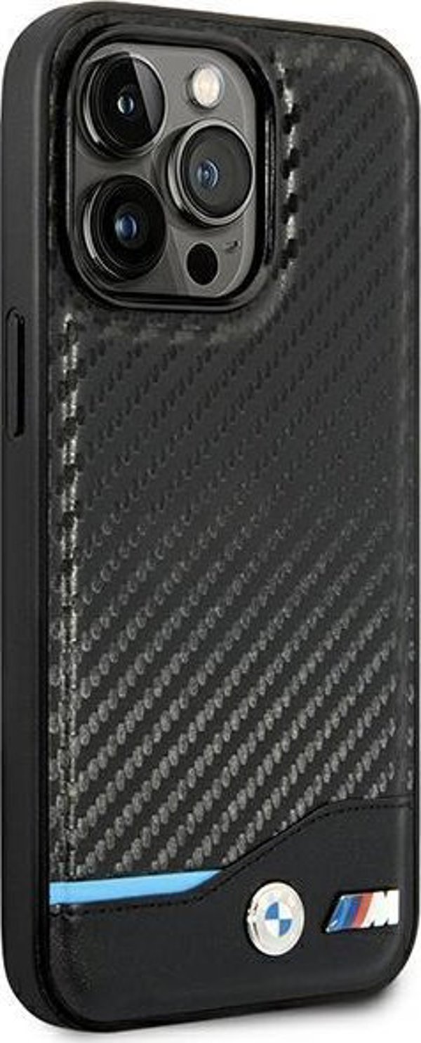BMW Etui BMW BMHCP14L22NBCK iPhone 14 Pro 6,1" μαύρο/μαύρο Δέρμα Carbon