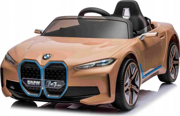 BMW Toy Car BMW i4 με μπαταρία για παιδιά Gold + Δωρεάν εκκίνηση + EVA + Eco-leather + Audio LED + Τηλεχειριστήριο 13422974 5903864955927