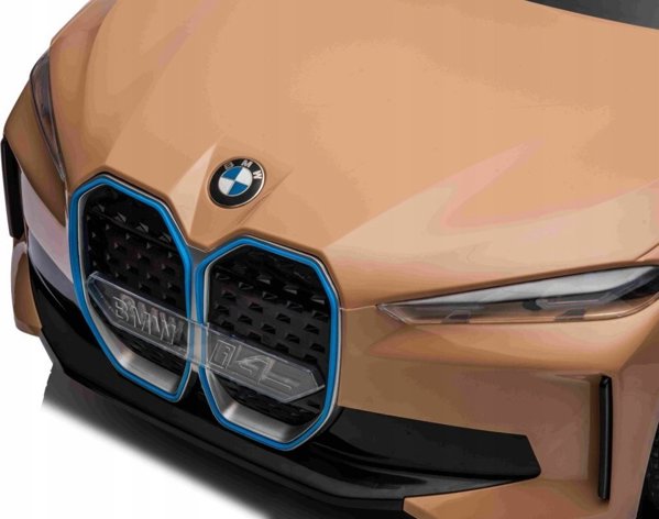 BMW Toy Car BMW i4 με μπαταρία για παιδιά Gold + Δωρεάν εκκίνηση + EVA + Eco-leather + Audio LED + Τηλεχειριστήριο 13422974 5903864955927