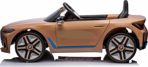 BMW Toy Car BMW i4 με μπαταρία για παιδιά Gold + Δωρεάν εκκίνηση + EVA + Eco-leather + Audio LED + Τηλεχειριστήριο 13422974 5903864955927