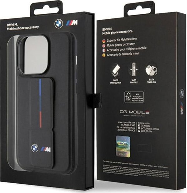 BMW Θήκη BMW BMHCP15X22GSLK iPhone 15 Pro Max 6.7" μαύρο/μαύρο σκληρή θήκη Grip Hot Stamp