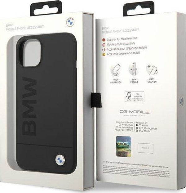 BMW Θήκη BMW BMHMP14MSLBLBK iPhone 14 Plus 6,7" μαύρη/μαύρο σκληρή θήκη Σιλικόνη Υπογραφή Λογότυπο Magsafe