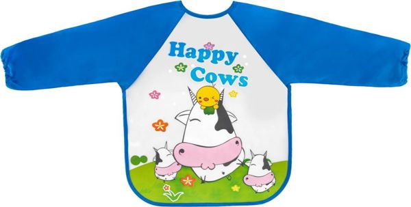 Bocioland Σαλιάρα Με Μανίκια Happy Cows, Αδιάβροχη Με Τσέπη Συλλογής Φαγητού