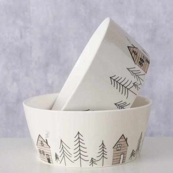 Boltze Μπολ με χειμερινό μοτίβο δέντρων HOMEWOOD, Ø15 cm
