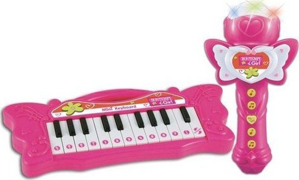 Bontempi Girl Keyboard με Μικρόφωνο για Καραόκε - Ροζ Ηλεκτρονικό Πληκτρολόγιο για Παιδιά